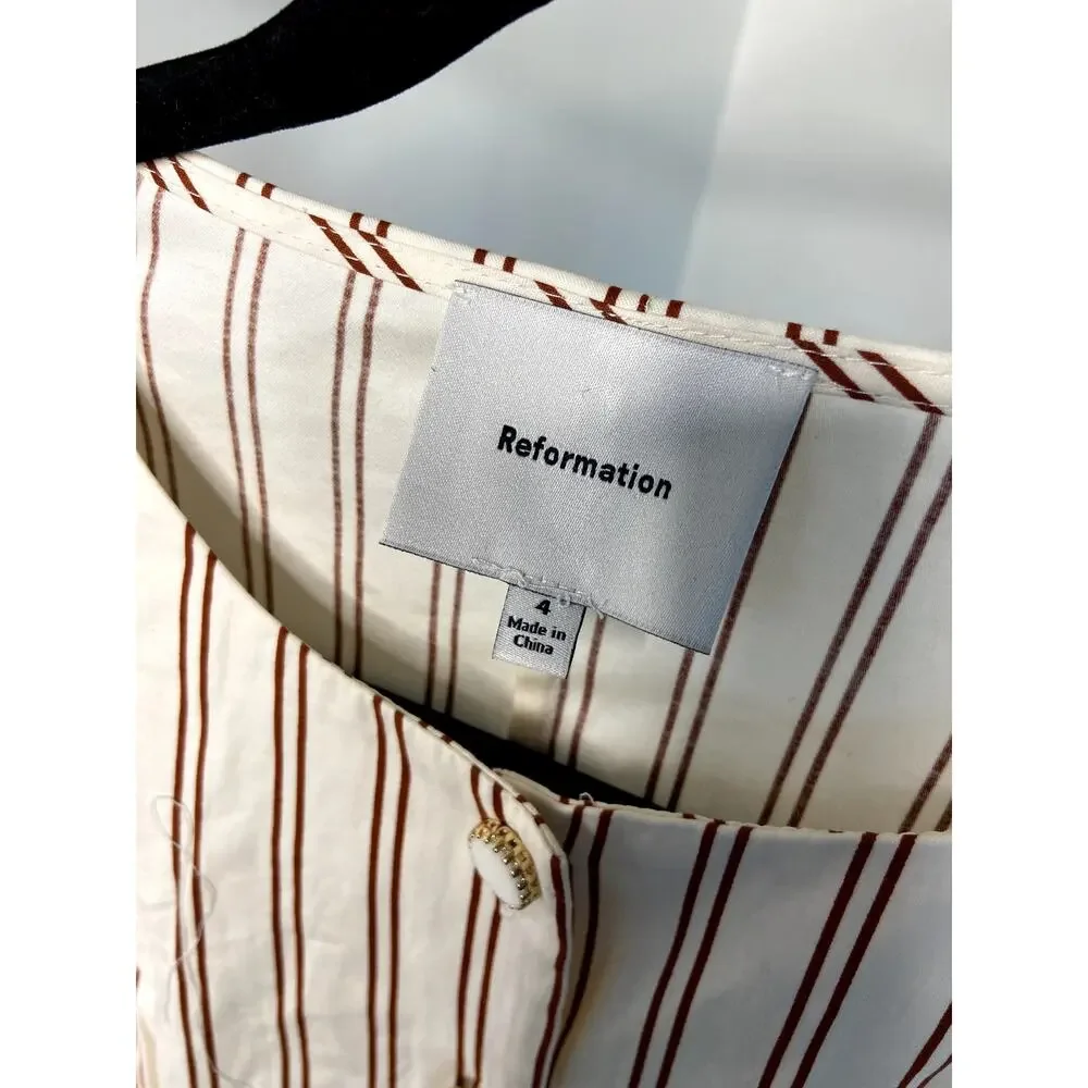 Reformation Halia Midi Dress in August Stripe size 4 - Picture 3 of 8